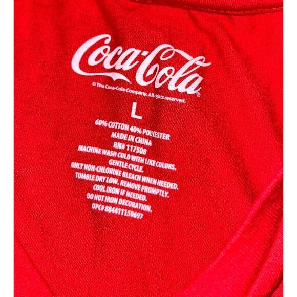 Coca-Cola Coke Long Sleeve T-Shirt Classic Spell Out Logo Red Size‎ L - Picture 10 of 10